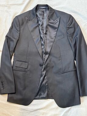 KENZO Black Satin-Lapel Single-Button Tuxedo Jacket
